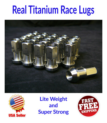 Real Titanium Racing Lug Nuts M12 x 1.5 Super Lite Weight 44mm Long set of 20pcs