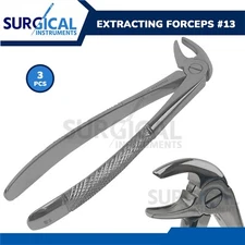 3 Pcs Extracting Forceps #13 Dental Surgical Instruments German Grade