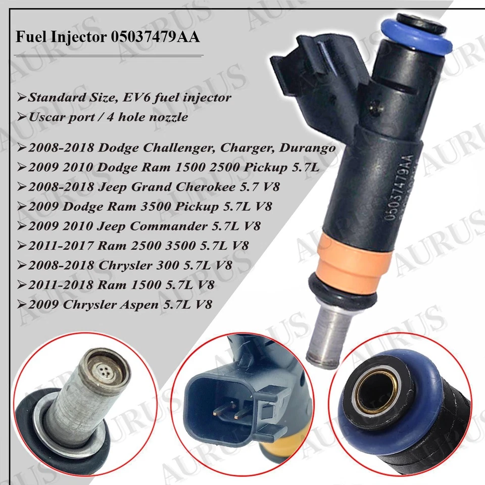 x8 OEM SIEMENS Fuel Injectors for 2006-2018 Dodge Charger 5.7L V8 05037479AC/AA - Image 2 of 4