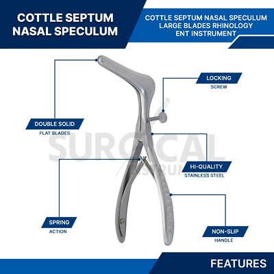 Matériel Médical Chirurgie Générale Speculum Nasal Cottle - Lame 6.0, 50mm - Acier Inoxydable Grade Allemand - Chirurgie Piercing Fer A Cheval - Foto 7