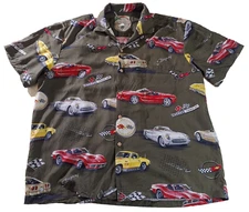 Paradise Found Shirt XL Classic Car Button Down Hawaiian Chevrolet Corvette