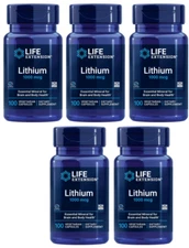 Lithium Orotate 1000mcg 5X100 Caps Life Extension Brain DNA Health