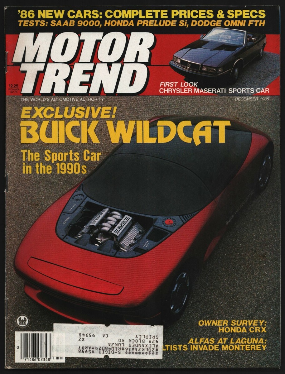 トップ DECEMBER 1985 MOTOR TREND MAGAZINE BUICK WILDCAT, SAAB 9000 TURBO