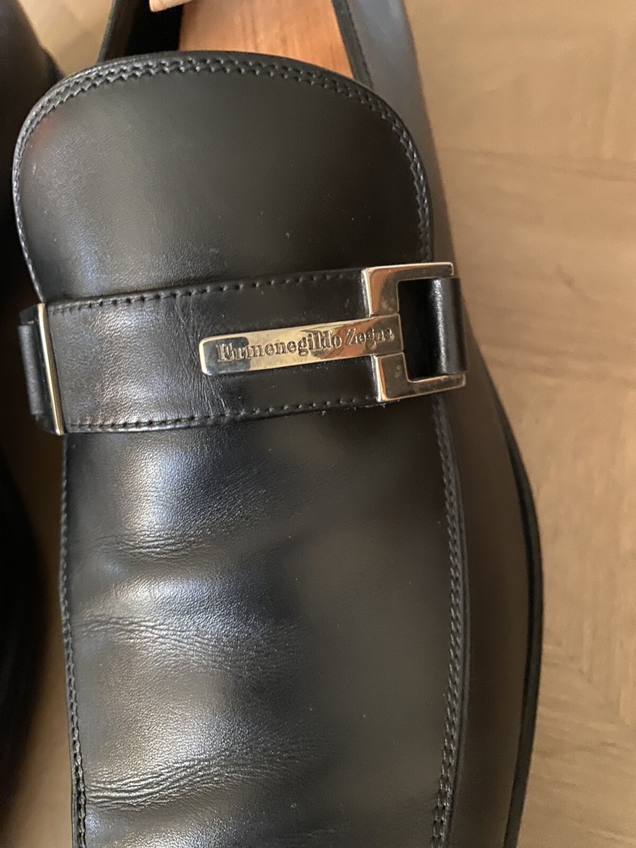 ERMENEGILDO Zegna Slip on Dress Loafers Gancini Leather Sz US 9