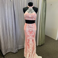 RACHEL ALLAN prom dress. White/Coral,  Sz 4 Brand New