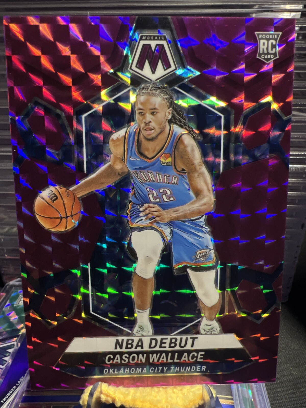 2023–24 Panini Mosaic Cason Wallace Rookie NBA Debut Purple /99 Thunder