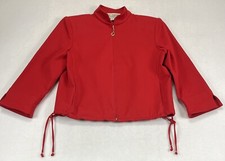 St. John Sport Essentials By Marie Gray Red Full Zip 3/4 Sleeve Jacket Women  s P