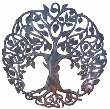 Haitian Metal Art Tree of Life – Handcrafted Wall Decor, Celtic Inspired,