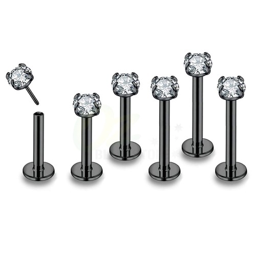 6PCS Push in Threadless Flat Back Earrings Studs Tragus Lip Piercing Jewellery - Picture 13 of 14
