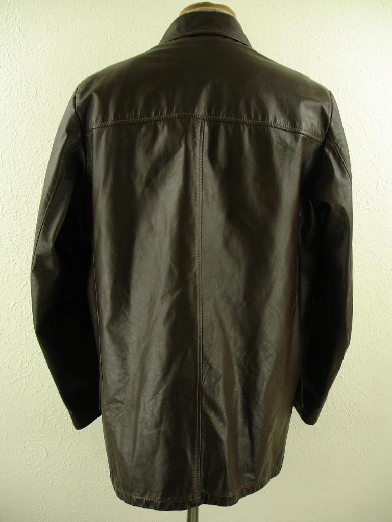 Men's M L 42L Vtg 1970's R. Sherman Brown Leather Jacket Car Coat