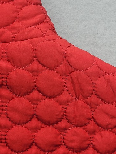 Karen Hart Women Vest Medium Red Quilted Circles Short Buttoned Pockets - Picture 11 of 12