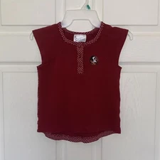 Florida State Seminoles Girls 4T Top Logo Polka Dot Burgundy