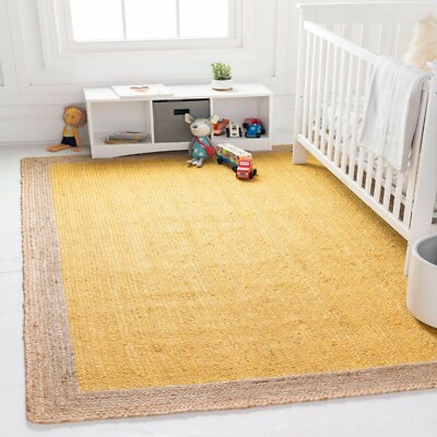 Jute Rug Runner Natural Handmade Reversible Braided Style rug Living Area Rugs