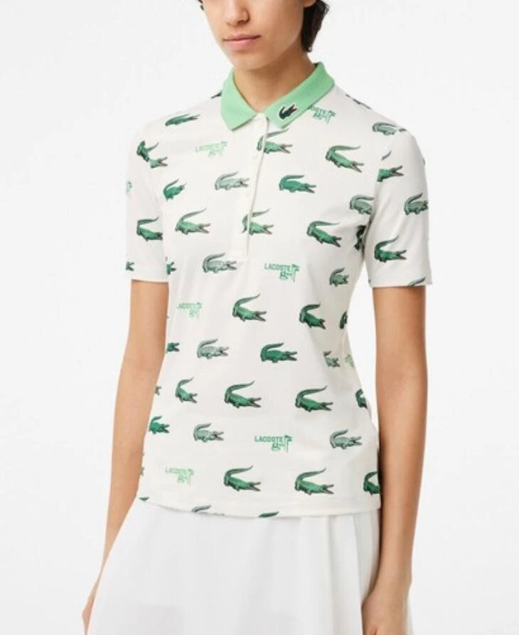 Lacoste Women's Slim-Fit Crocodile Print Polo White RRP £120 | eBay