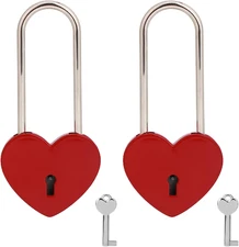 Candado Love Lock con forma de corazón, 2 unidades, 50 mm, 3,5 pulgadas, de goma