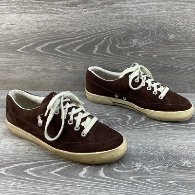 Polo Ralph Lauren Low Top Brown Suede Leather Lace Up Shoes  display picture 1
