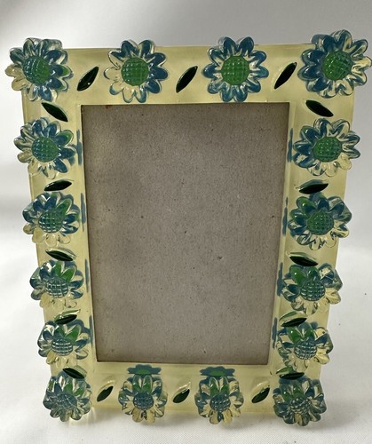 Cornice fotografica acrilica lucite fiori gialli blu vintage - Foto 13 di 18