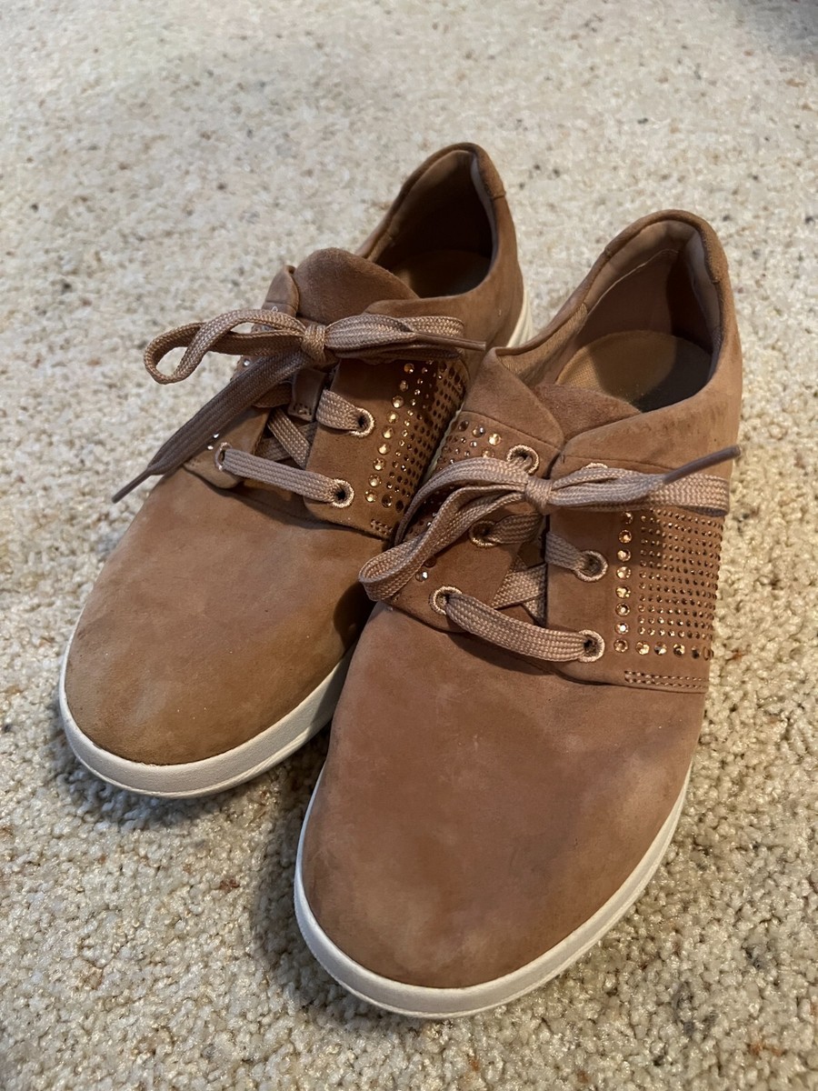 Women's Fitflop brown sparkly suede sneakers size UK