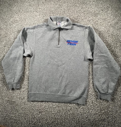 Vintage Depaul Blue Demons 1/4 Zip Sweatshirt Champion Mens Small Gray