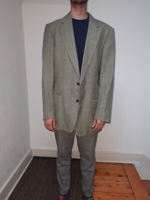 Burberry's Sakko Jackett Monaco Gr.98 grün kariert Einreiher 2-Knopf Vintage Ret