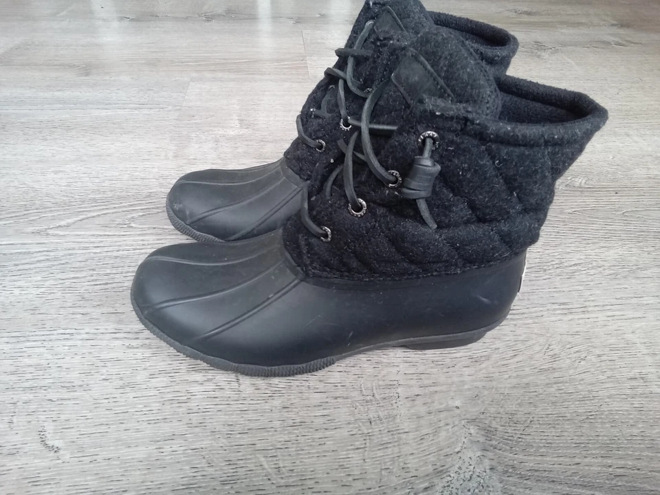 Botas de lluvia acolchadas Sperry para mujer negras talla 6,5 STS97562F botas de pato de lana de nieve Foto 4 de 4