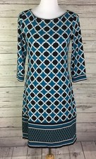 Banana Republic Sheath Dress Women’s XS Multicolor Geo Print Stretch 3/4 Sleeve
