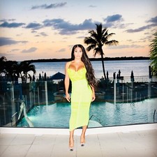 Midi Length Mesh Neon Ruched Skirt Good Condition