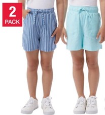 32 Degree Youth 2-Pack Linen Shorts, Blue/Teal, XS 5/6