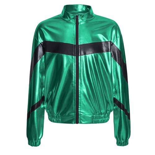 Girls Boys Metallic Bomber Moto Jacket Coat Hip Hop Jazz Modern Dance Disco Top - Picture 104 of 117