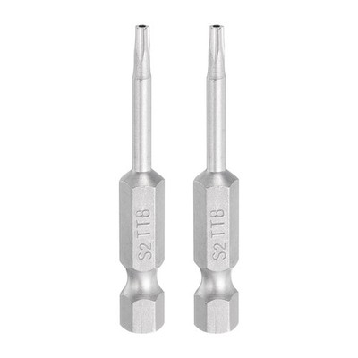 2pcs 1/4'' Hex Shank TT8 Magnetic Head 2'' Length Torx Bits