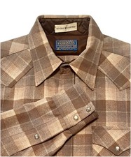 VTG Pendleton Mens M Western Wear Pearl Snap Flannel Shirt-Wool-Plaid