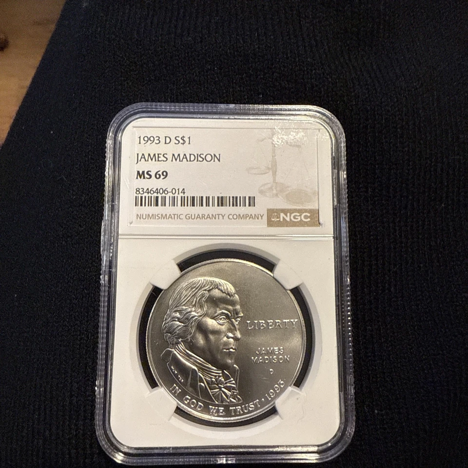 1993-D James Madison Commemorative Dollar MS69 NGC Brown Label - Image 3 of 4