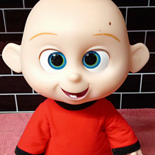 Battery-Operated Baby Boy Doll Bald Plastic Light Complexion Blue/Green Eyes