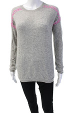 Aqua Cashmere Women Gray Crew Neck Pullover Sweater 50 Modal Cotton Size XS
