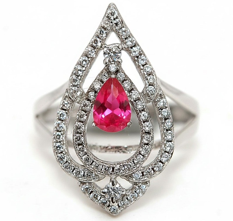 2CT Heat Treated Rubellite Tourmaline 925 Sterling Silver Ring Sz 6 PC13-1