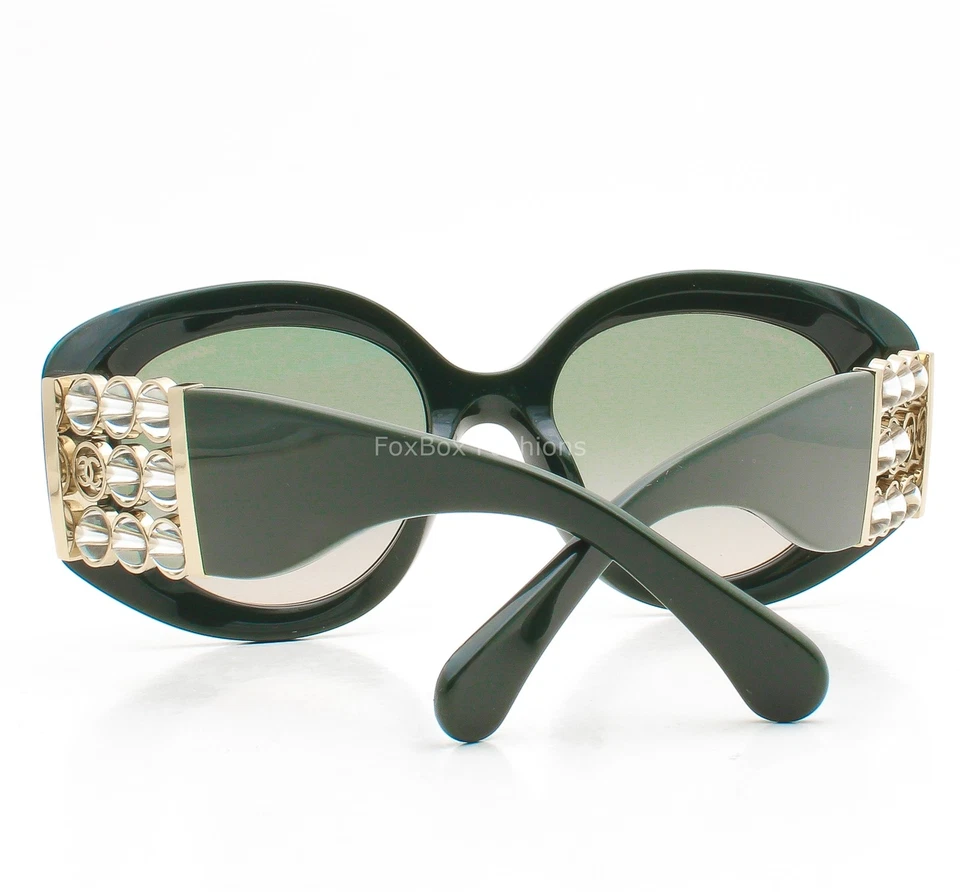 Gafas de sol Chanel verde oscuro cuentas giratorias transparentes ch5543A 1791/S3 con estuche Foto 4 de 4