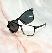 DARK GRAY Eyeglass Frame Clip-On Sunglasses 2-in-1 T1922 C2
