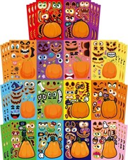 56 Sheets Halloween Pumpkin Make a Face Stickers for Kids - 14 Coloful