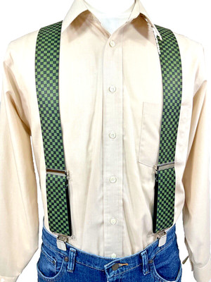 Men's, Olive Drab/Black Checkerboard XL, Adj., 2'', Suspenders / Braces, USA