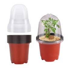 10×Plastic Plant Pot Nursery Pots Seed Starter Planting Pots With Humidity Domes