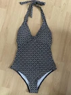 BNWT M&S Halterneck SWIMSUIT size 10 Black & White Non Wired Padded Swimwear NEW