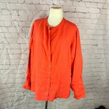 Liz Claiborne liz sports womens XL bright coral linen button up Jacket classic