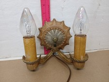 Antique Double Candle Electric Sconce w/original patina Cast Iron