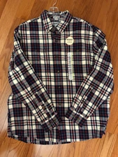 Duluth Trading Co. Men's Large Plaid Flannel Untucked Relaxed Fit Button Shirt