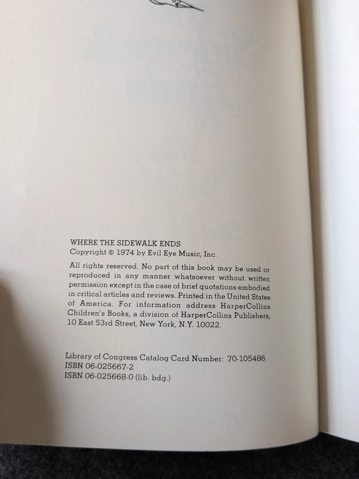 Shel Silverstein WHERE THE SIDEWALK ENDS Poems & Drawings HARDCOVER HC 1974 (S) Foto 4 de 4