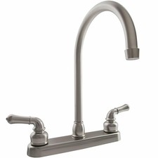 Dura Faucet DF-PK330HC-SN RV J-Spout Kitchen Sink Faucet Brushed Satin Nickel 