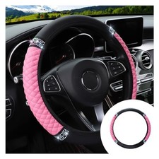 Bling Soft Leather Steering Wheel Cover 15 Inch Colorful Rhinestones Auto Pink Bling Soft Leather Steering Wheel Cover 15 Inch Colorful Rhinestones Auto Pink