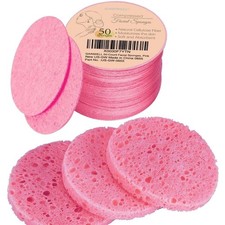 50-Count Compressed Facial Sponge for Daily Facial Cleansing and Exfoliating,