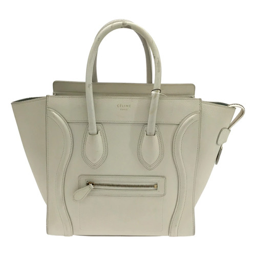 CELINE Micro Shopper White Handbag LUGGAGE