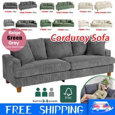 2/3/4 Seater Corduroy Sofa Modern Sofa Couch Seats Settee with 2 Throw Pillows
